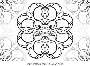 mandala elemento decorativo composición ornamental ornamento patrón de dibujo a mano alzada línea de impresión postales fondo medallón decoración estilo gótico nevado decoración de empaque