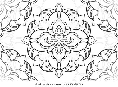 mandala decorative element ornamental composition ornament freehand drawing pattern print line design postcard background medallion outline decoration gothic style snowflake packaging decoration