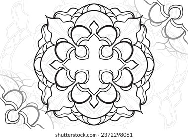 mandala elemento decorativo composición ornamental ornamento patrón de dibujo a mano alzada línea de impresión postales fondo medallón decoración estilo gótico nevado decoración de empaque