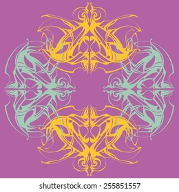 Mandala. Decorative lace pattern, vintage ornament with many overlapping details. Delicate crocheted lace. Oriental rug, arabesques. Turkey, Morocco, Arabic. Oriental motif, modern style