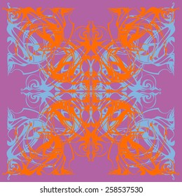 Mandala. Decorative lace pattern, vintage ornament with many overlapping details. Delicate crocheted lace. Oriental rug, arabesques. Turkey, Morocco, Arabic. Oriental motif, modern style