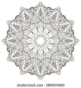 Mandala Decorative Oriental Style Coloring Book Page Vector Illustration
