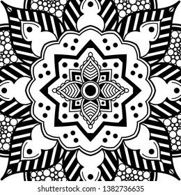 Mandala decorative ornament. Can be used for greeting card, phone case print, etc. Hand drawn background, vector isolated on white.