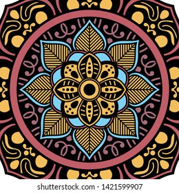 Mandala decorative ornament. Can be used for greeting card, phone case print, etc. Hand drawn background, vector isolated on white
