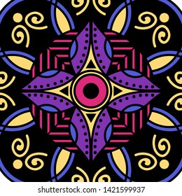 Mandala decorative ornament. Can be used for greeting card, phone case print, etc. Hand drawn background, vector isolated on white
