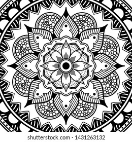 Mandala decorative ornament. Can be used for greeting card, phone case print, etc. Hand drawn background, vector isolated on white. EPS 10 

