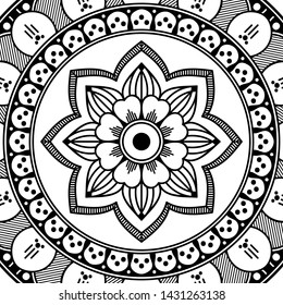 Mandala decorative ornament. Can be used for greeting card, phone case print, etc. Hand drawn background, vector isolated on white. EPS 10 

