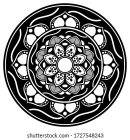 Mandala decorative ornament. Can be used for greeting card, phone case print, etc. Hand drawn background