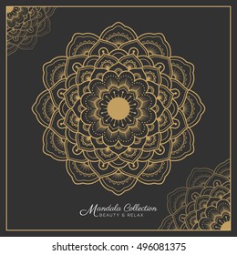 mandala decorative ornament design for coloring page, greeting card, invitation, tattoo, yoga and spa symbol. Vector illustration