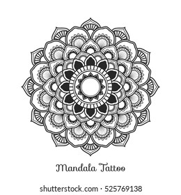 mandala decorative ornament design for coloring page, greeting card, invitation, tattoo, yoga and spa symbol. Vector illustration