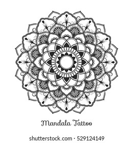 mandala decorative ornament design for coloring page, greeting card, invitation, tattoo, yoga and spa symbol. Vector illustration