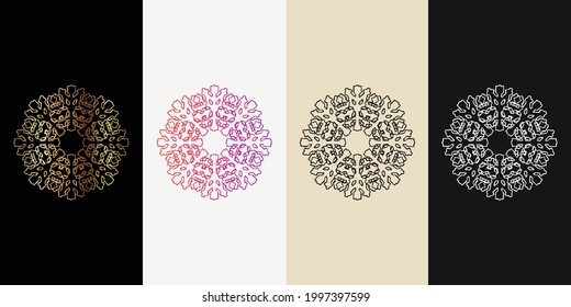 Mandala Decorative And Ornamental Black in white  and Golden Abstract Colorful design Collection
