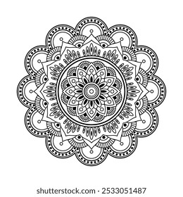 Mandala Decorative And Ornamental Design For Coloring Page.