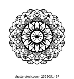 Mandala Decorative And Ornamental Design For Coloring Page.