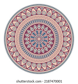 Mandala. Decorative round color vector ornament. Isolated on white background. Arabic, Indian, ottoman motifs. For cards, invitations, t-shirts. Vector color illustration.