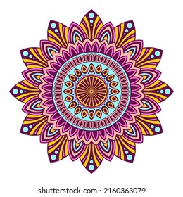 Mandala. Decorative round colorful ornament. Isolated on white background. Arabic, Indian, ottoman motifs. For cards, invitations, t-shirts. Vector color illustration.