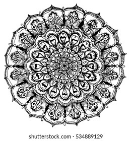 Mandala. Decorative round ornament. Anti-stress therapy pattern. Hand drawn ornament. Islam, Arabic, Indian style