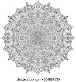 Mandala. Decorative round ornament. Anti-stress therapy pattern. Hand drawn ornament. Islam, Arabic, Indian style