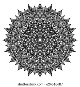 Mandala. Decorative round ornament. Anti-stress therapy pattern. Hand drawn ornament. Islam, Arabic, Indian style