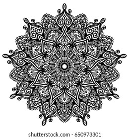 Mandala. Decorative round ornament. Anti-stress therapy pattern. Hand drawn ornament. Islam, Arabic, Indian style