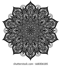 Mandala. Decorative round ornament. Anti-stress therapy pattern. Hand drawn ornament. Islam, Arabic, Indian style