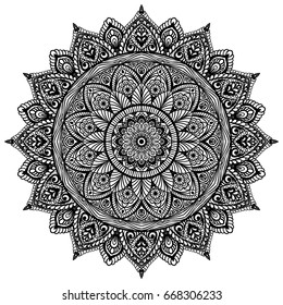 Mandala. Decorative round ornament. Anti-stress therapy pattern. Hand drawn ornament. Islam, Arabic, Indian style