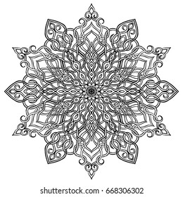 Mandala. Decorative round ornament. Anti-stress therapy pattern. Hand drawn ornament. Islam, Arabic, Indian style