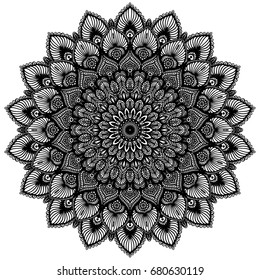 Mandala. Decorative round ornament. Anti-stress therapy pattern. Pattern for coloring book. Hand drawn ornament. Islam, Arabic, Indian style