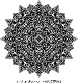 Mandala. Decorative round ornament. Anti-stress therapy pattern.Pattern for coloring book. Hand drawn ornament. Islam, Arabic, Indian style