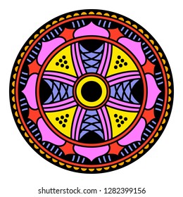 Mandala decorative round ornament. Can be used for greeting card, phone case print, etc. Hand drawn background, vector isolated on white. EPS 10 

