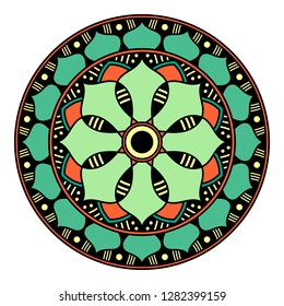 Mandala decorative round ornament. Can be used for greeting card, phone case print, etc. Hand drawn background, vector isolated on white. EPS 10 
