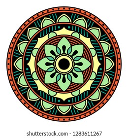Mandala decorative round ornament. Can be used for greeting card, phone case print, etc. Hand drawn background, vector isolated on white. EPS 10