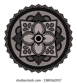 Mandala decorative round ornament. Can be used for greeting card, phone case print, etc. Hand drawn background, vector isolated on white