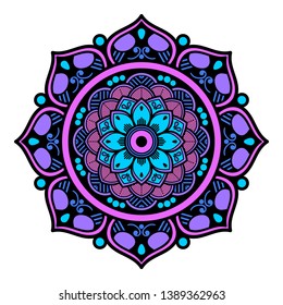 Mandala decorative round ornament. Can be used for greeting card, phone case print, etc. Hand drawn background, vector isolated on white