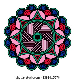 Mandala decorative round ornament. Can be used for greeting card, phone case print, etc. Hand drawn background, vector isolated on white.