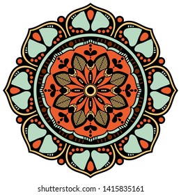 Mandala decorative round ornament. Can be used for greeting card, phone case print, etc. Hand drawn background, vector isolated on white. EPS 10 
