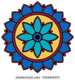 Mandala decorative round ornament. Can be used for greeting card, phone case print, etc. Hand drawn background, vector isolated on white