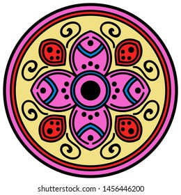 Mandala decorative round ornament. Can be used for greeting card, phone case print, etc. Hand drawn background, vector isolated on white