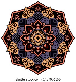 Mandala decorative round ornament. Can be used for greeting card, phone case print, etc. Hand drawn background, vector isolated on white
