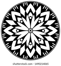 Mandala decorative round ornament. Can be used for greeting card, phone case print, etc. Hand drawn background, vector isolated on white. EPS 10 

