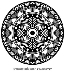 Mandala decorative round ornament. Can be used for greeting card, phone case print, etc. Hand drawn background, vector isolated on white. EPS 10 
