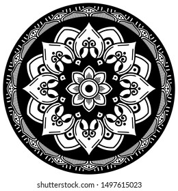 Mandala decorative round ornament. Can be used for greeting card, phone case print, etc. Hand drawn background, vector isolated on white. EPS 10 