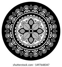 Mandala decorative round ornament. Can be used for greeting card, phone case print, etc. Hand drawn background, vector isolated on white. EPS 10 
