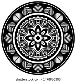 Mandala decorative round ornament. Can be used for greeting card, phone case print, etc. Hand drawn background, vector isolated on white. EPS 10 
