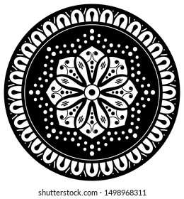 Mandala decorative round ornament. Can be used for greeting card, phone case print, etc. Hand drawn background, vector isolated on white. EPS 10 