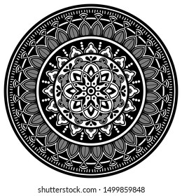 Mandala decorative round ornament. Can be used for greeting card, phone case print, etc. Hand drawn background, vector isolated on white. EPS 10 