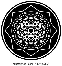 Mandala decorative round ornament. Can be used for greeting card, phone case print, etc. Hand drawn background, vector isolated on white. EPS 10 