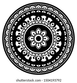Mandala decorative round ornament. Can be used for greeting card, phone case print, etc. Hand drawn background, vector isolated on white. EPS 10 
