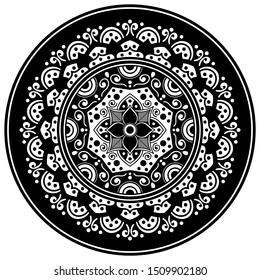 Mandala decorative round ornament. Can be used for greeting card, phone case print, etc. Hand drawn background, vector isolated on white. EPS 10 
