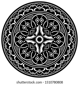 Mandala decorative round ornament. Can be used for greeting card, phone case print, etc. Hand drawn background, vector isolated on white. EPS 10 
